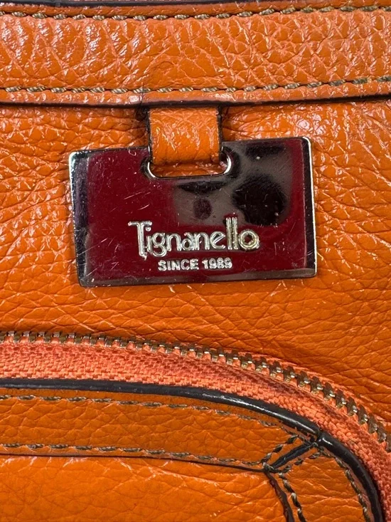 Tignanello Orange Pebbled Leather Crossbody Bag - Picture 3 of 12
